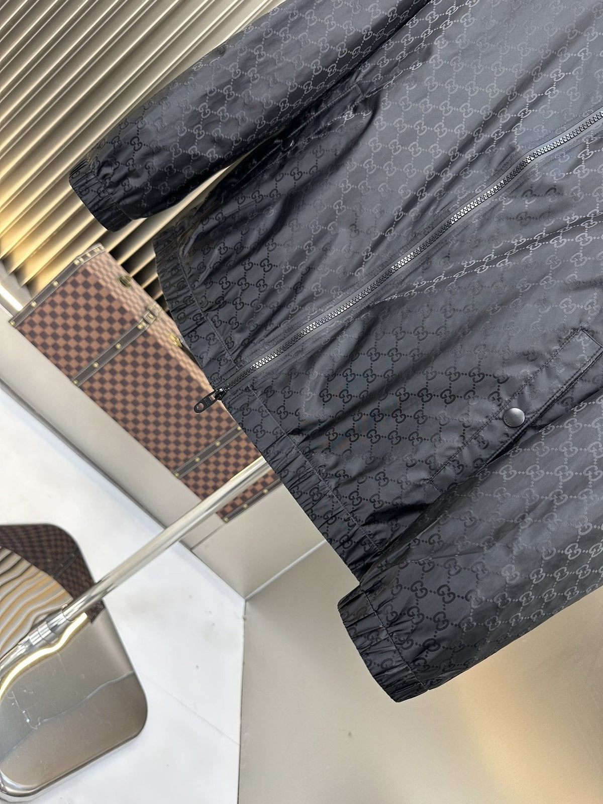 Gucci Tonal Monogram Hooded Zip Jacket — detail