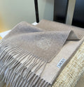 Loewe Taupe Gray and Light Beige Fringed Scarf — hero