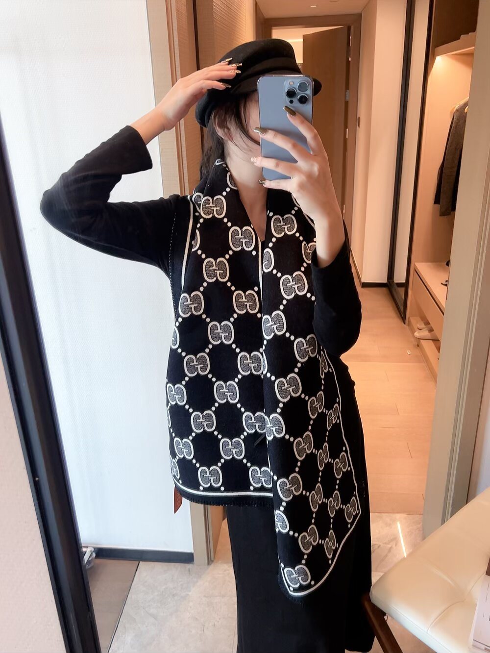 Gucci GG Monogram Scarf — model
