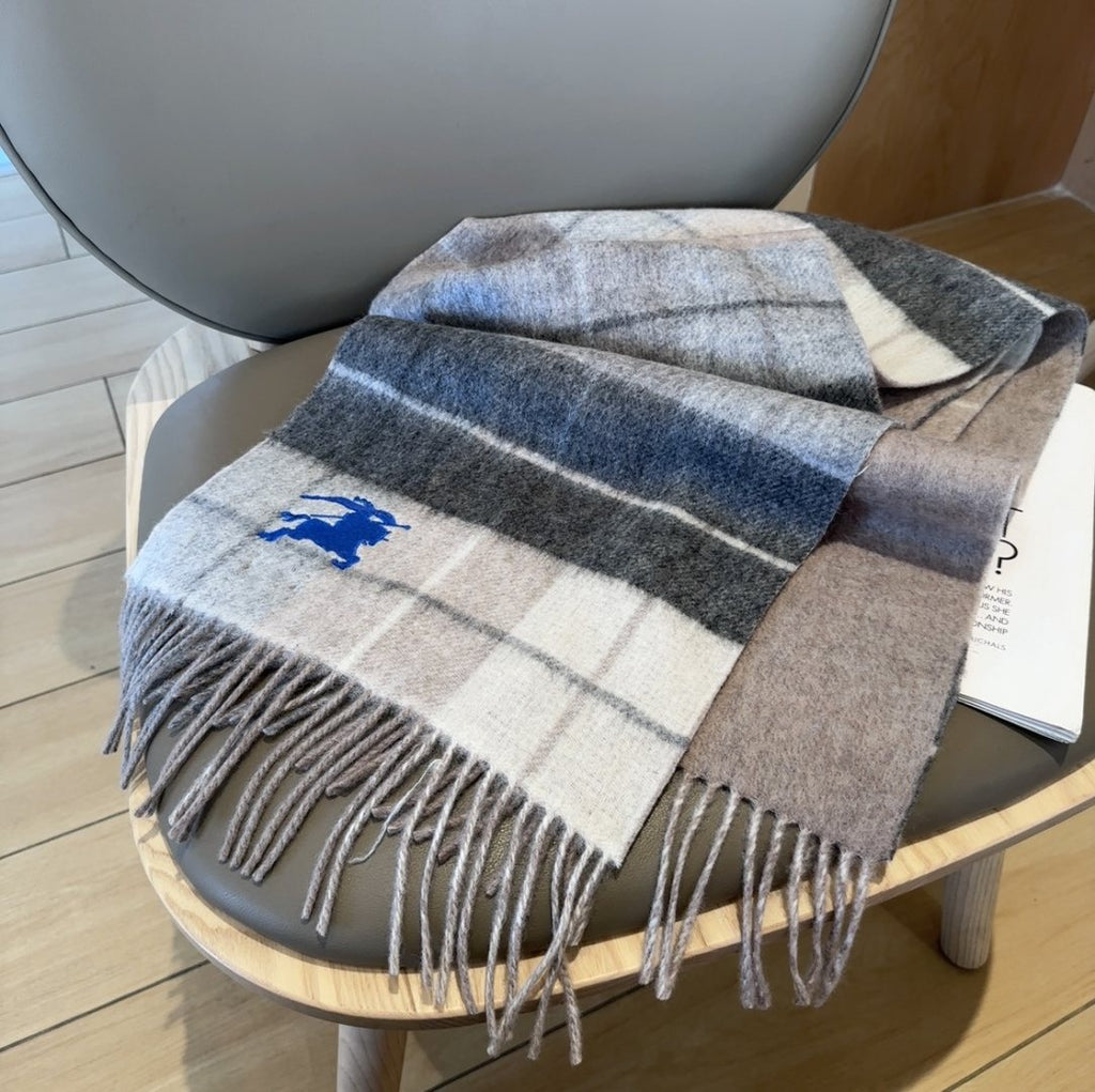 Burberry Reversible Plaid Fringed Scarf — back