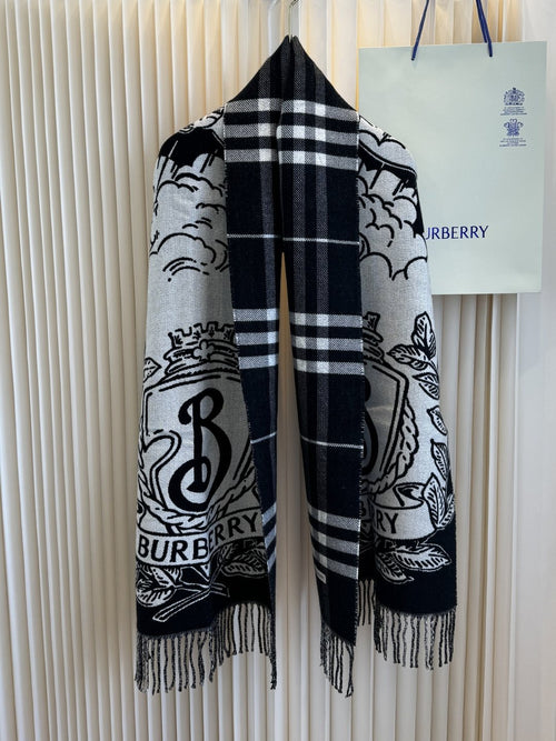 Burberry Equestrian Graphic Fringed Scarf — hero